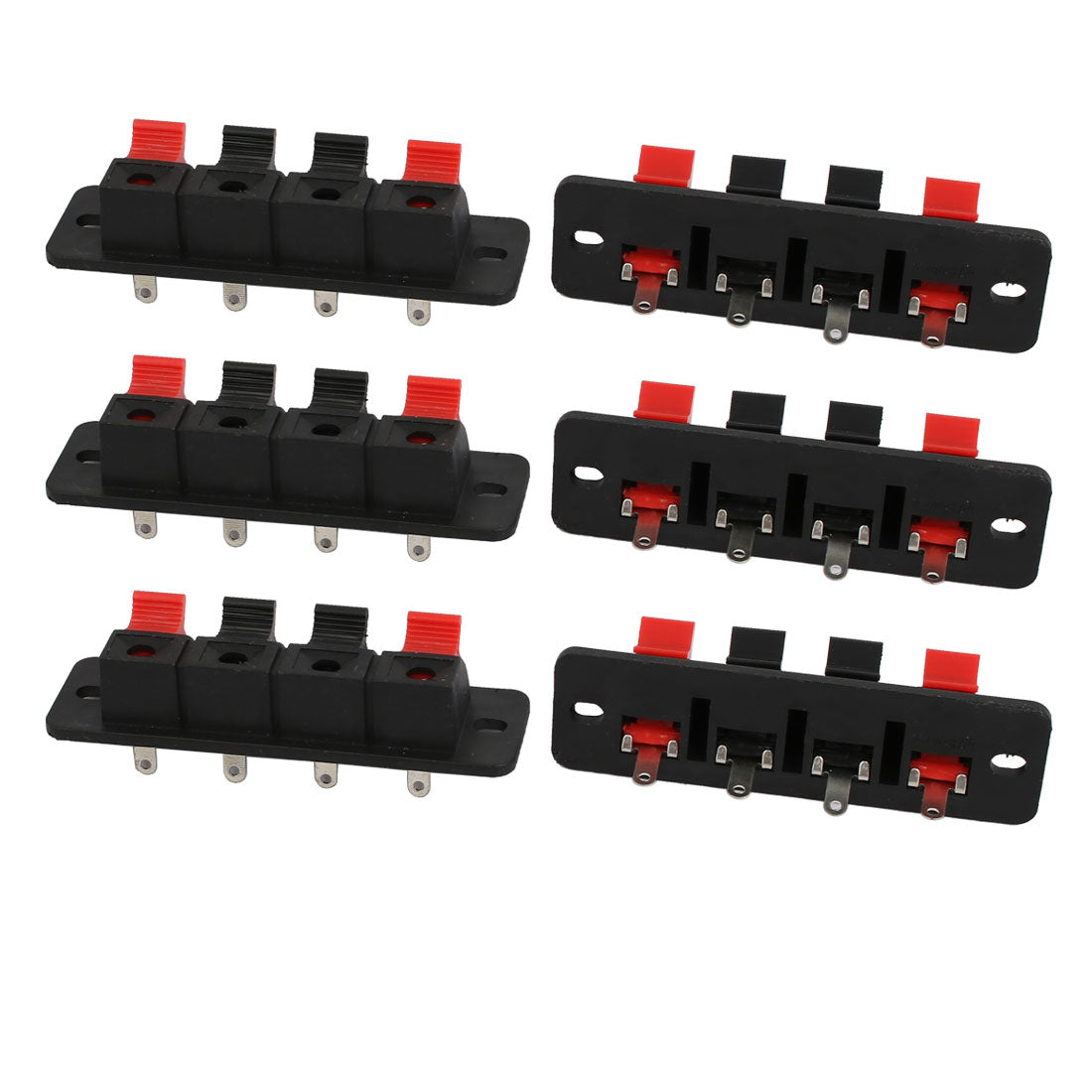 Harfington 6pcs 4 Terminal 4 Position Spring Loaded Stereo Speaker Socket Connector Board