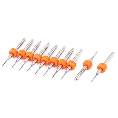 Harfington 0.8mm Cutting Dia Spiral Flute Carbide PCB Micro Drill Bits Orange 10 Pcs