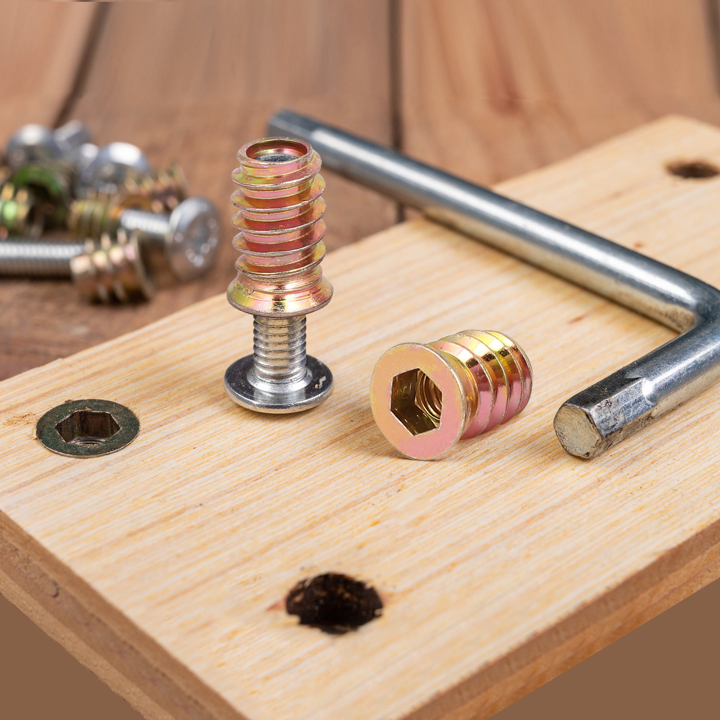 uxcell Uxcell 30pcs M6 x 12mm Furniture Fixing Hexagon Socket E-Nuts for Wooden Furnitures