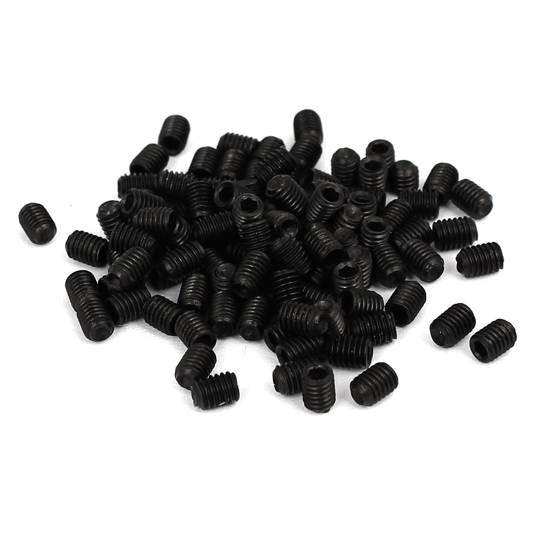 uxcell Uxcell DIN916 M3x4mm Metal Grade 10.9 Hex Socket Set Screw Bolt Fastener Black 100pcs
