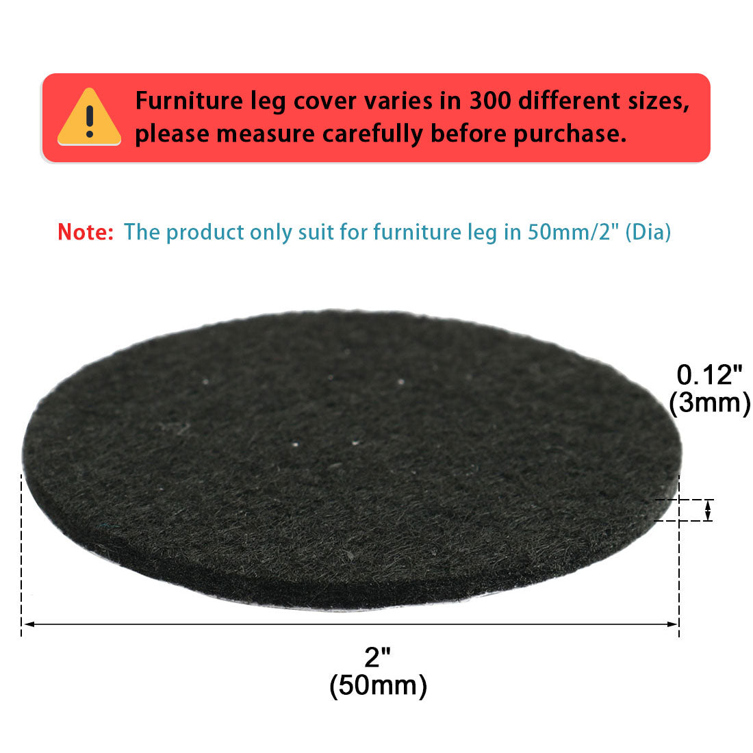 uxcell Uxcell Office Self Adhesive Table Chair Furniture Felt Cushions Pads Mats Black 50mm 50pcs