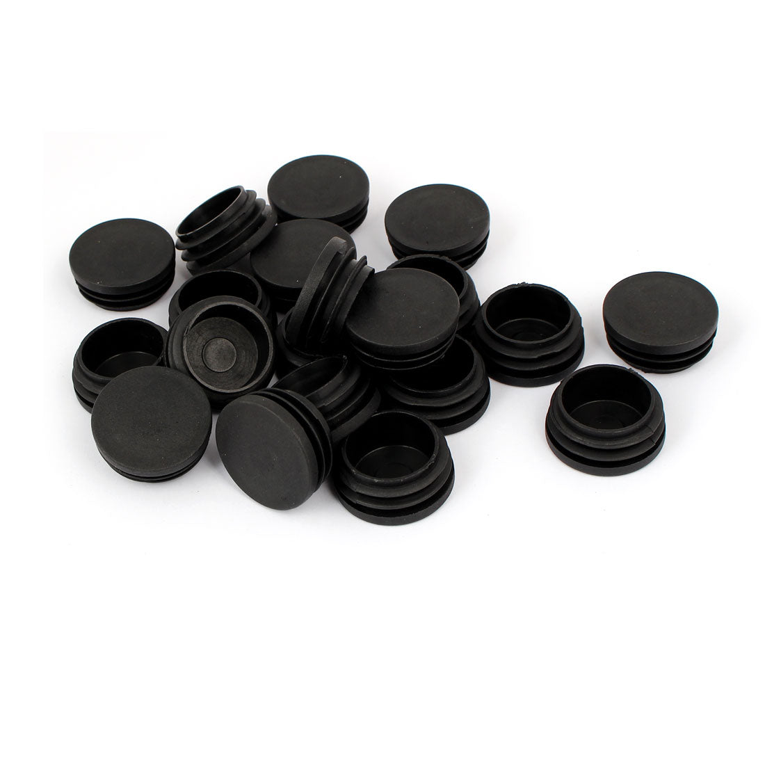 uxcell Uxcell 38mm Dia Plastic Blanking End Cap Round Ribbed Tube Insert Black 20pcs