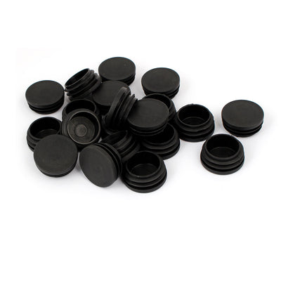 uxcell Uxcell 38mm Dia Plastic Blanking End Cap Round Ribbed Tube Insert Black 20pcs