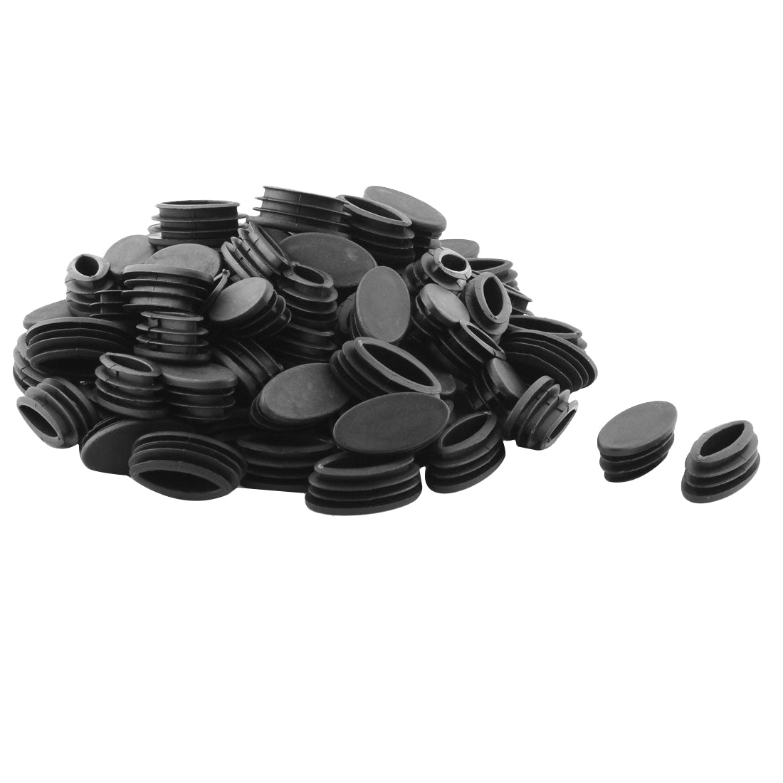 uxcell Uxcell Furniture Table Leg Plastic Oval Tube Pipe Insert End Cap Black 20 x 40mm 80 Pcs