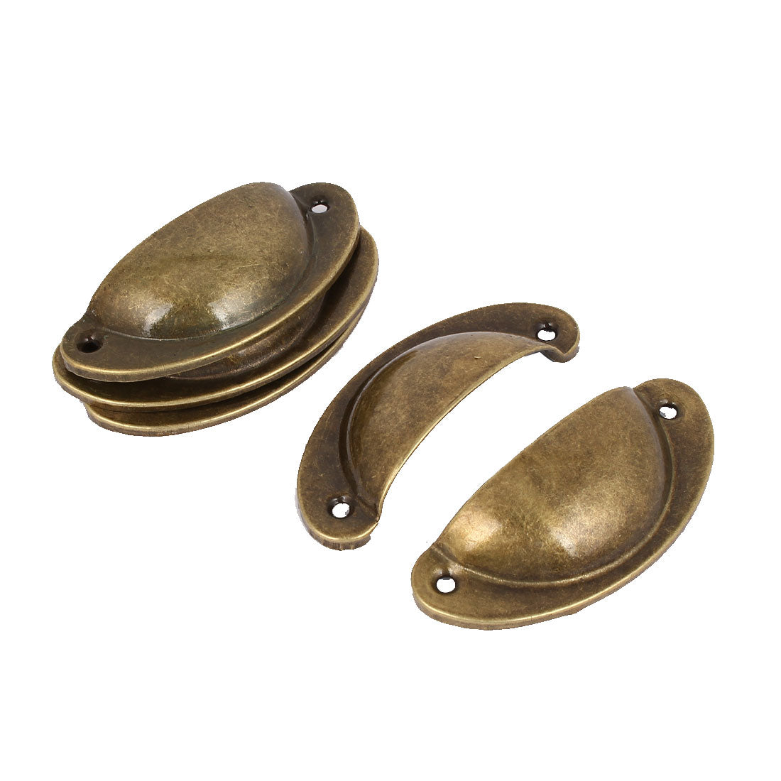 uxcell Uxcell 82mm Long Screw Mounted Metal Pull Handles Brass Tone 5 Pcs for Furniture