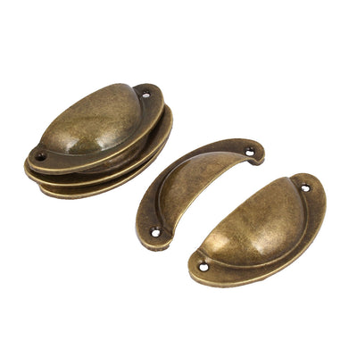 Harfington Uxcell 82mm Long Screw Mounted Metal Pull Handles Brass Tone 5 Pcs for Furniture