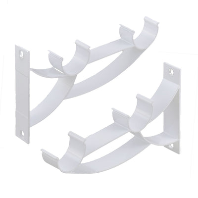 Harfington Uxcell Curtain Drapery Wall Install Double Pole Rod Bracket White 24mm Dia 6pcs