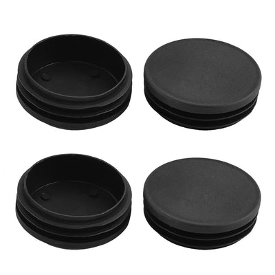 uxcell Uxcell Furniture Table Chair Plastic Round Tube Insert Cover Black 75mm Outer Dia 4pcs