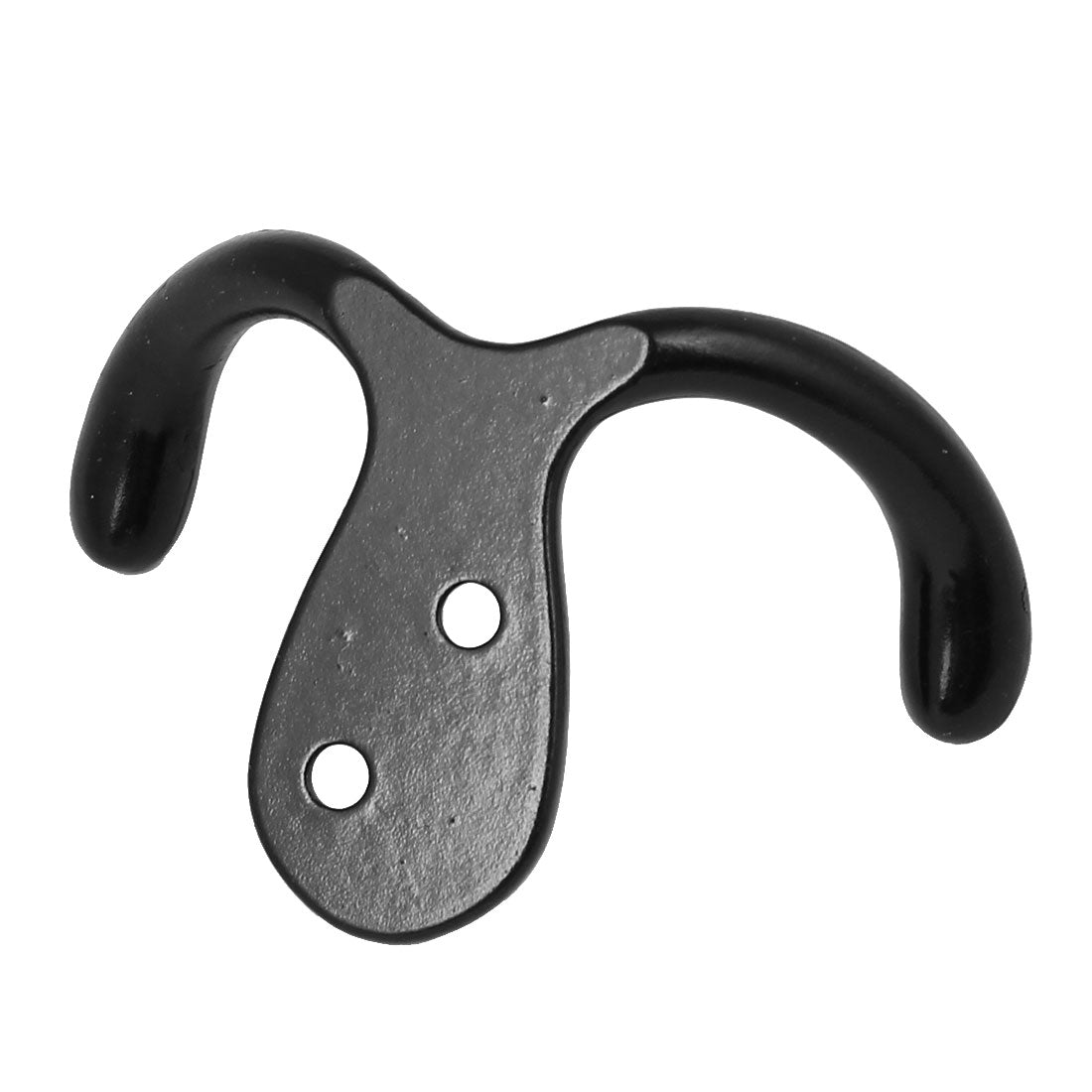 uxcell Uxcell Bathroom Wall Mounted Metal Double Hook Coat Hanger Black