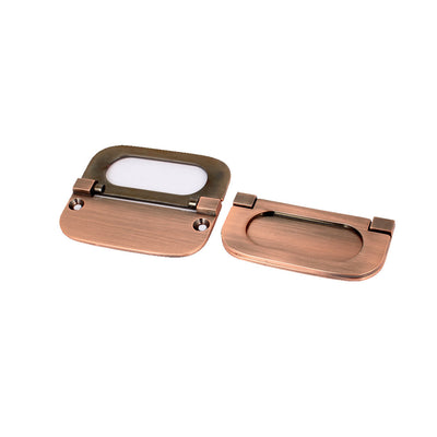 Harfington Uxcell Cupboard Cabinet Drawer Metal Flush Mount Door Pull Handle Ring Copper Tone 5pcs