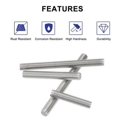 Harfington Uxcell M8 x 70mm 1.25mm Pitch 304 Stainless Steel Fully Threaded Rods Bar Studs 10 Pcs