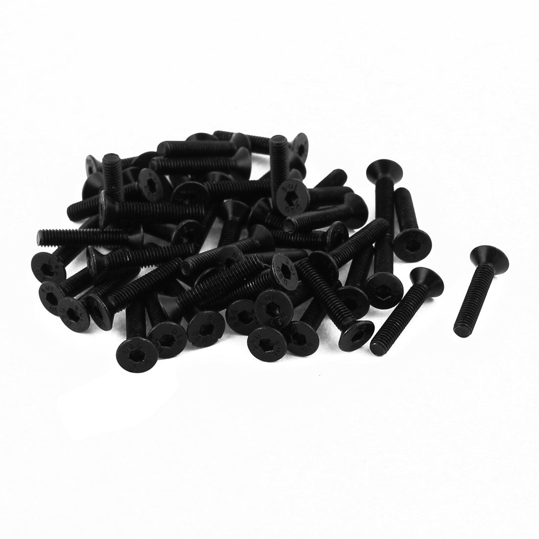 uxcell Uxcell 50Pcs Black M3 x 16mm Alloy Steel Hex Socket Flat Head Countersunk Screws Bolts
