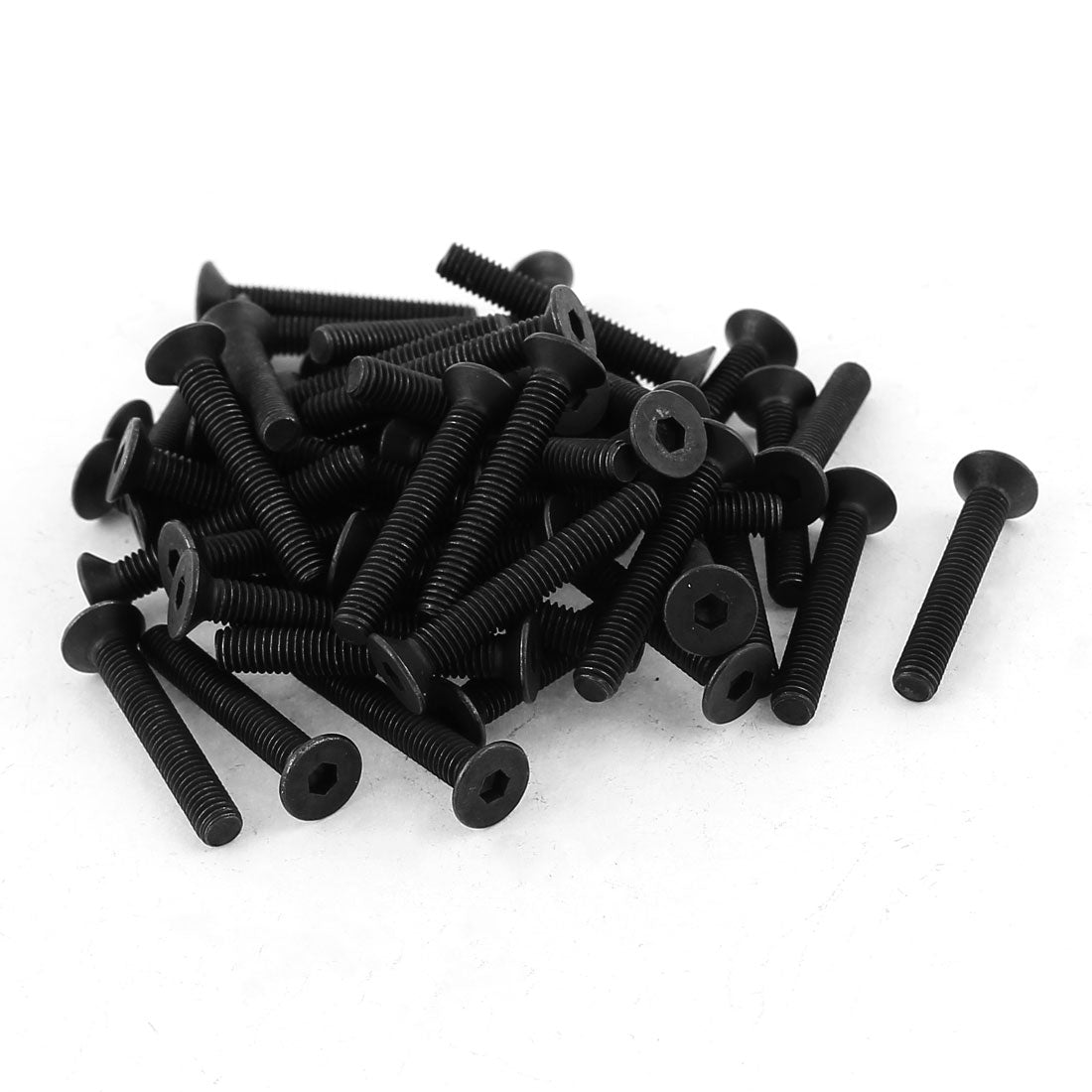 uxcell Uxcell 50Pcs Black M3 x 20mm Alloy Steel Hex Socket Flat Head Countersunk Screws Bolts