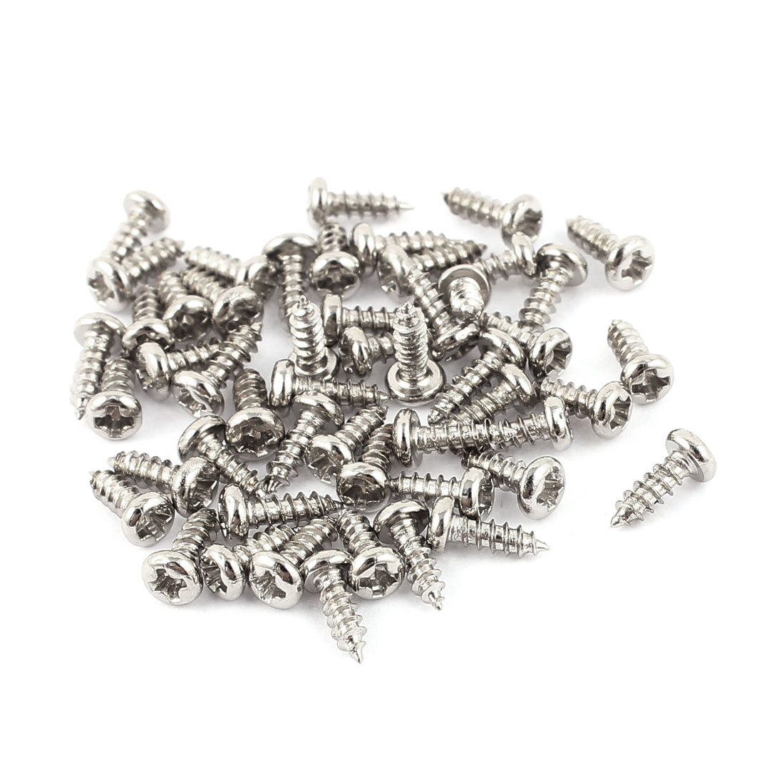 uxcell Uxcell 50 Pcs M2 x 6mm Stainless Steel Phillips Round Head Self Tapping Screws Bolts