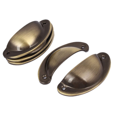 uxcell Uxcell Cupboard Closet Iron Retro Style Shell Shape Pull Handle Bronze Tone 82x34x18mm 5pcs