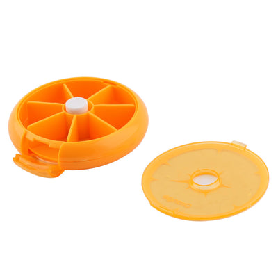Harfington Uxcell Household Cute Fruit Style Button Rotate Weekly Pill Box Case Orange