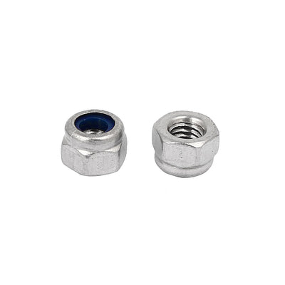 Harfington Uxcell M4 x 0.7mm 304 Stainless Steel Nylon Insert Hex Lock Locking Nut 10PCS