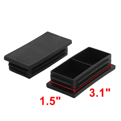 Harfington Uxcell Plastic Rectangle Two Compartments Table Chair Leg Feet Tubing Tube Insert Caps Covers Black 80 x 40mm 40pcs