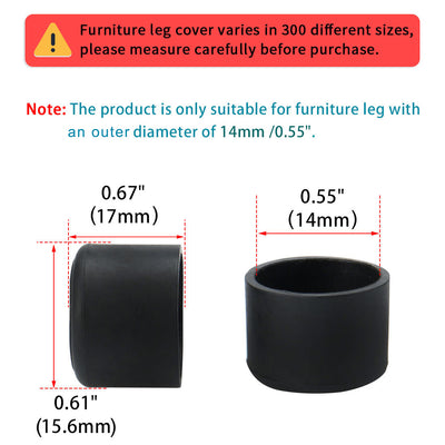 Harfington Uxcell Furniture Chair Table PVC Round Shape Leg Foot Covers Black 14mm Inner Dia 20 PCS