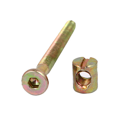 Harfington Uxcell M6x80mm 65mm Long Thread Hex Key Drive Socket Cap Furniture Bolt w M6x12mm Nut 10 Set