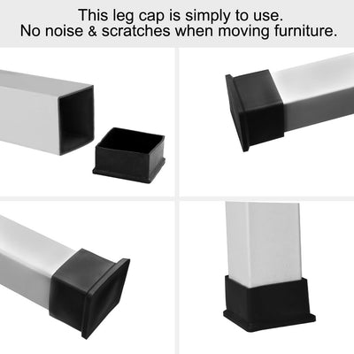 Harfington Uxcell Home Rubber Square Anti Slip Table Chair Furniture Foot Cover Black 60 x 60mm 4 Pcs