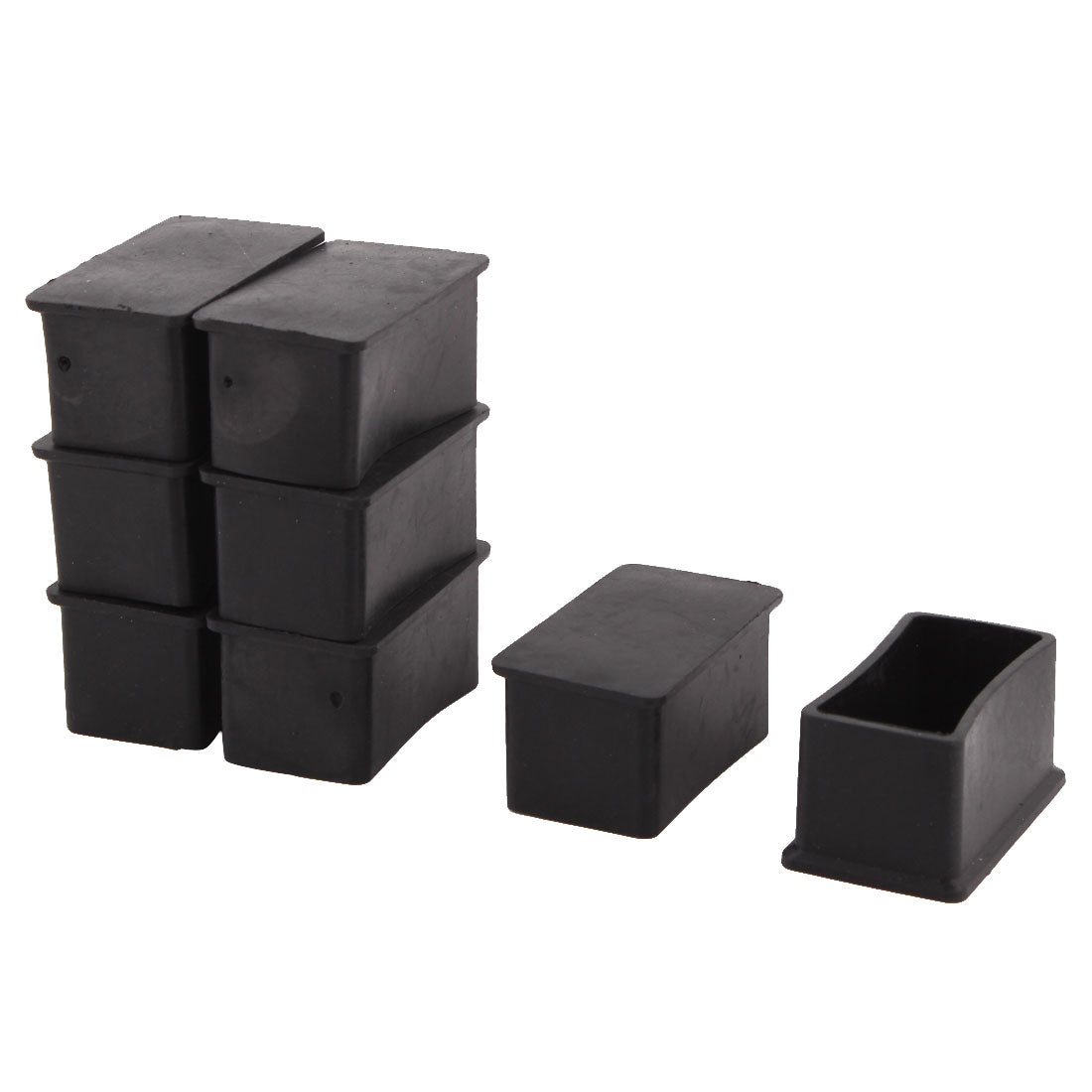 uxcell Uxcell Rubber Square Shape Furniture Chair Table Leg Foot Covers Black 25 x 50mm 8 PCS