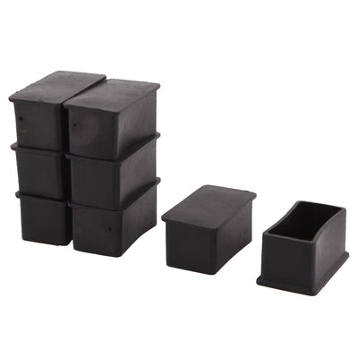 Harfington Uxcell Rubber Square Shape Furniture Chair Table Leg Foot Covers Black 25 x 50mm 8 PCS