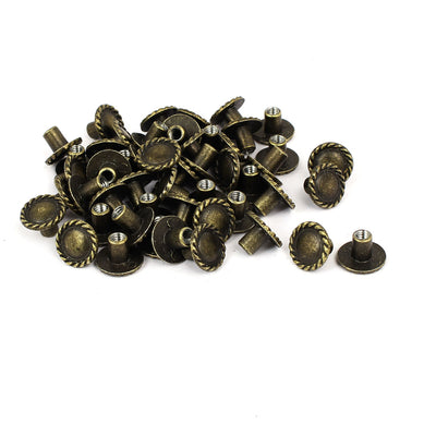 Harfington 3.5mm Threaded 13mm Diameter Metal Screw Type Pull Knob Bronze Tone 50pcs