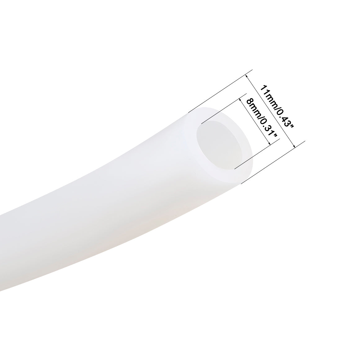 uxcell Uxcell Silicone Tube 8mm ID X 11mm OD 3' Flexible Silicone Rubber Tubing Water Air Hose Pipe Translucent for Pump Transfer