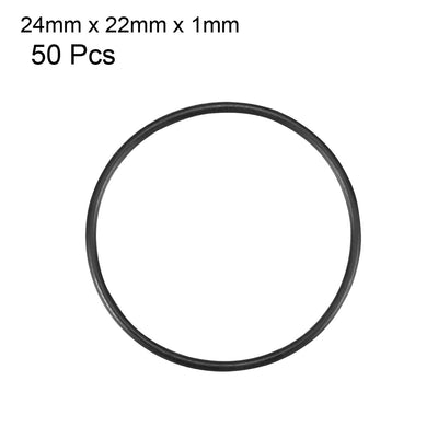 Harfington Uxcell 50Pcs 24x1mm Nitrile Rubber O-rings Heat Resistant Sealing Ring Grommets Black