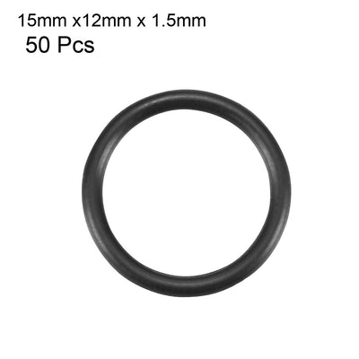 Harfington Uxcell 50Pcs Black 15mm x 1.5mm Nitrile Rubber O Ring Oil Resistant Sealing Grommets