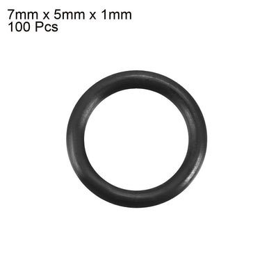 Harfington Uxcell 100Pcs Black 7mm x 1mm Nitrile Rubber O Ring NBR Oil Sealing Grommets
