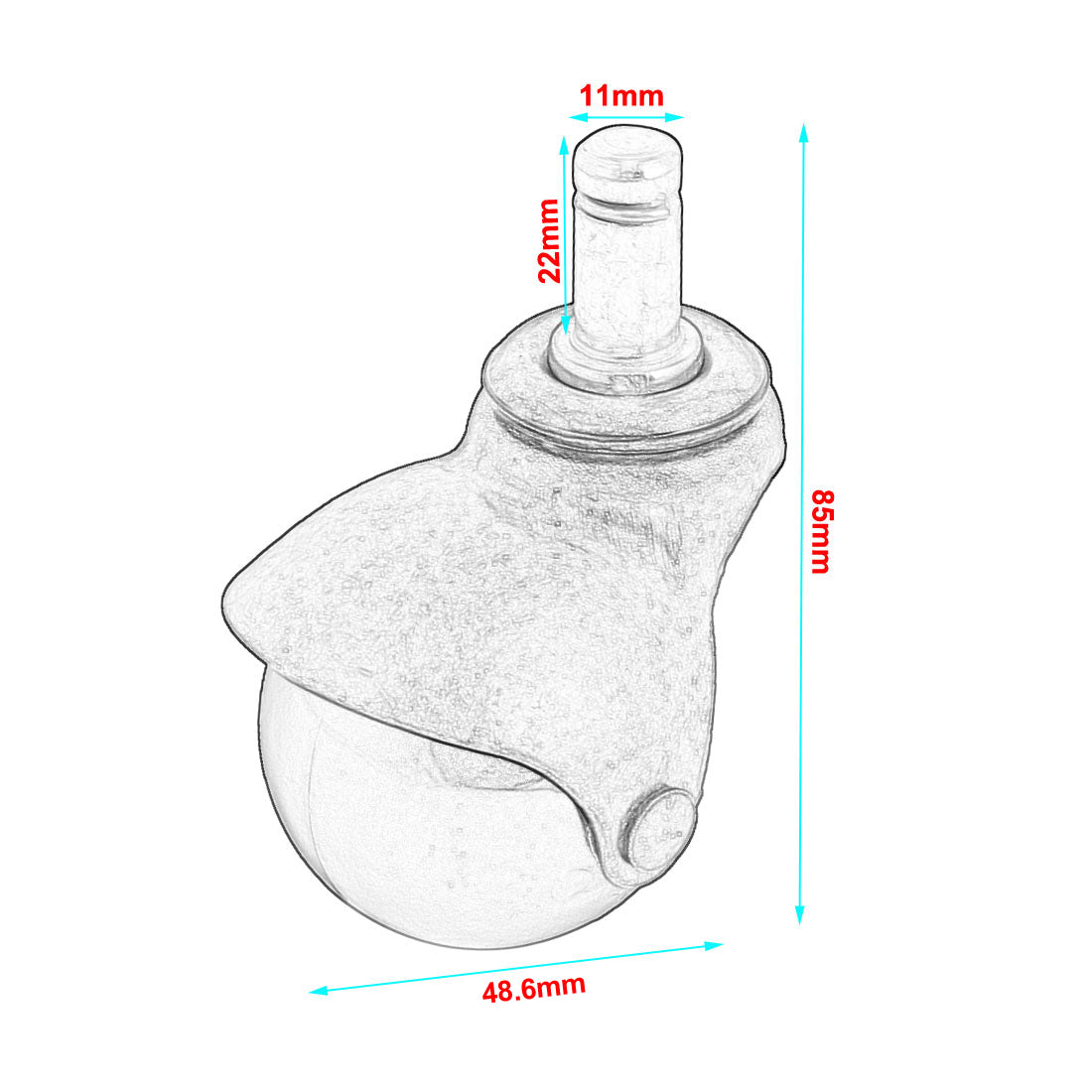 uxcell Uxcell 1.9 Inch Dia Wheel 360 Degree Swivel Hooded Ball Stem Casters 30Kg 66Lb, 5-Pack