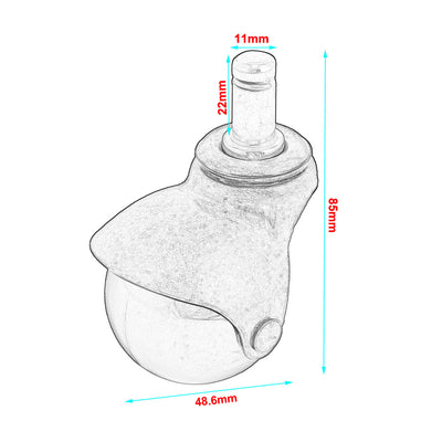 Harfington Uxcell 1.9 Inch Dia Wheel 360 Degree Swivel Hooded Ball Stem Casters 30Kg 66Lb, 5-Pack
