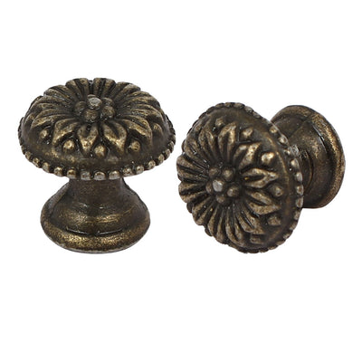 Harfington Uxcell Drawer Dresser Single Hole Metal Round Pull Knob Bronze Tone 2PCS