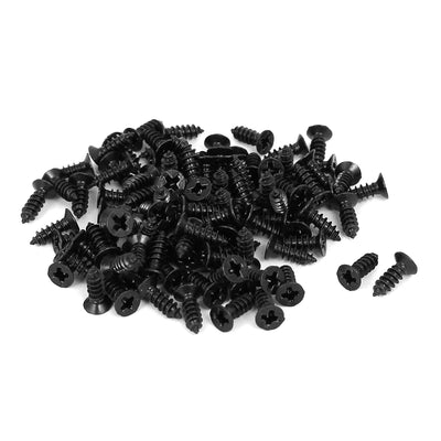 uxcell Uxcell M2.5 x 8mm Flat Head Phillips Self Tapping Screws Fasteners Black 100pcs