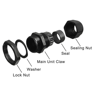 Harfington 10 Pcs M20 Waterproof IP68 Nylon Cable Gland Joint Adjustable Locknut for 6mm-12mm Dia Cable Wire