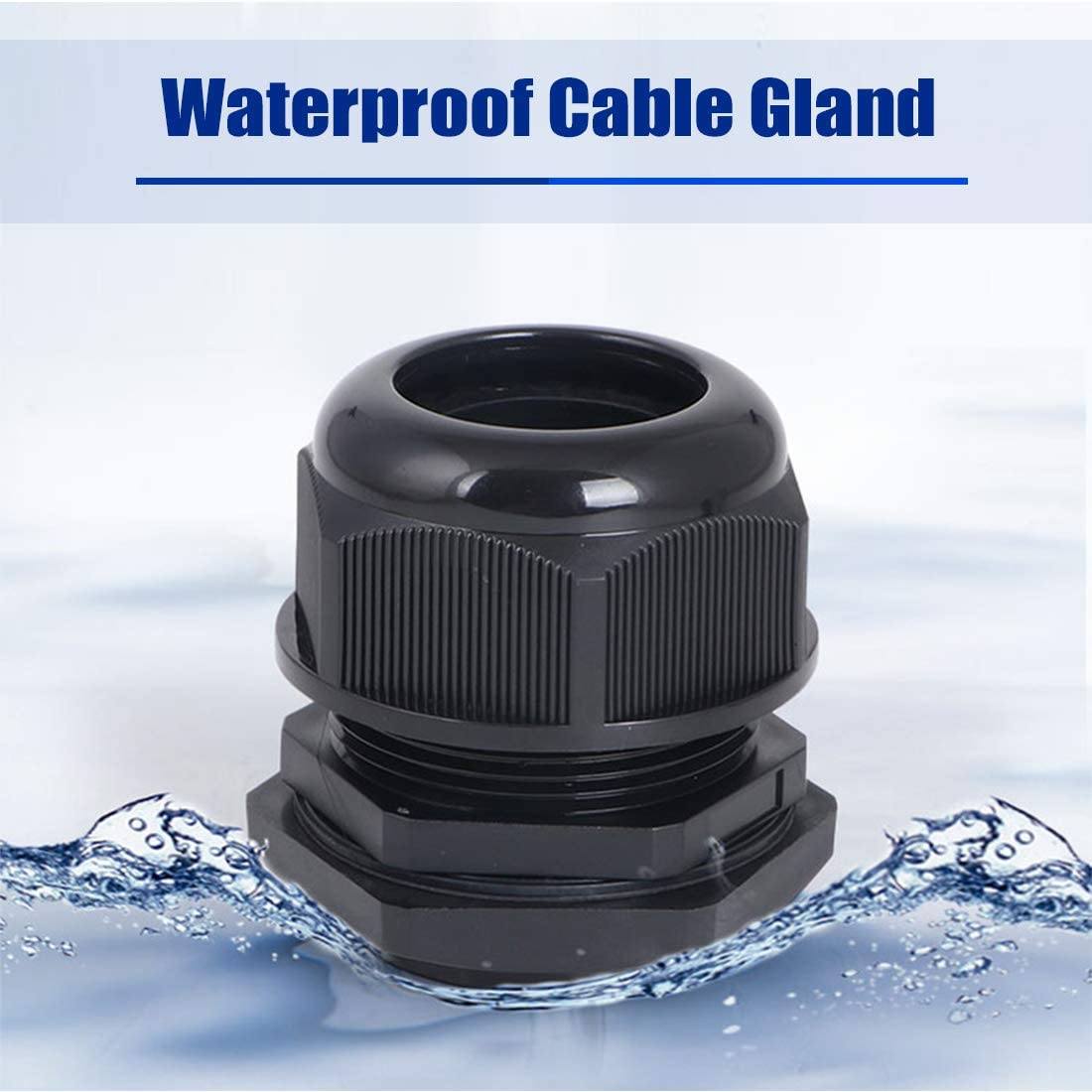 Harfington 10 Pcs M20 Waterproof IP68 Nylon Cable Gland Joint Adjustable Locknut for 6mm-12mm Dia Cable Wire