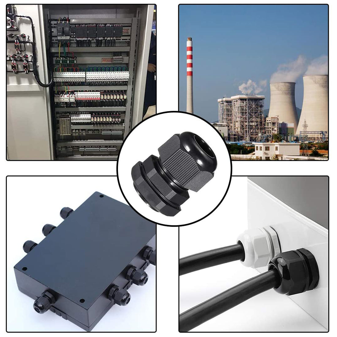 Harfington 10 Pcs M20 Waterproof IP68 Nylon Cable Gland Joint Adjustable Locknut for 6mm-12mm Dia Cable Wire