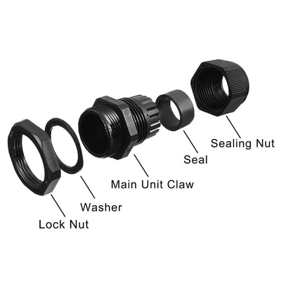 Harfington Uxcell 30 Pcs M12 M18 M20 M22 M24 M25 Waterproof IP68 Nylon Cable Gland Joint Adjustable Locknut for 3mm-18mm Dia Cable Wire
