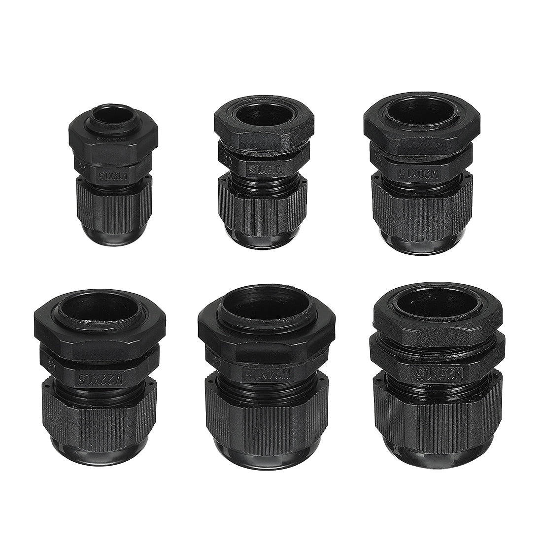 uxcell Uxcell 30 Pcs M12 M18 M20 M22 M24 M25 Waterproof IP68 Nylon Cable Gland Joint Adjustable Locknut for 3mm-18mm Dia Cable Wire