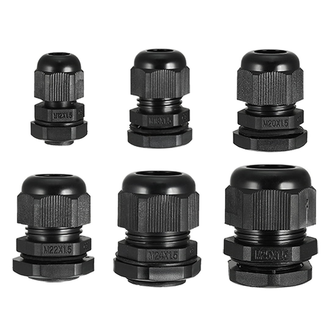 uxcell Uxcell 30 Pcs M12 M18 M20 M22 M24 M25 Waterproof IP68 Nylon Cable Gland Joint Adjustable Locknut for 3mm-18mm Dia Cable Wire