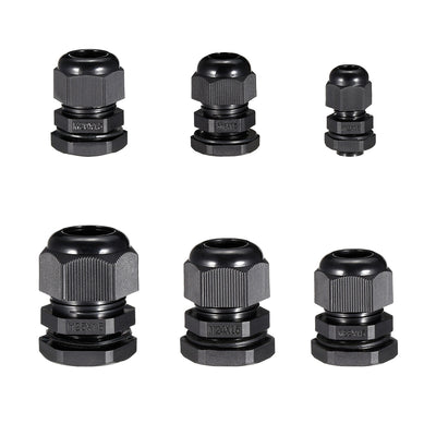 uxcell Uxcell 30 Pcs M12 M18 M20 M22 M24 M25 Waterproof IP68 Nylon Cable Gland Joint Adjustable Locknut for 3mm-18mm Dia Cable Wire