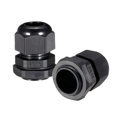 Harfington 30 Pcs (5 Pcs of each model) PG7 PG9 PG11 PG13.5 PG16 PG21 Waterproof IP68 Nylon Cable Gland Joint Adjustable Locknut for 3.5mm-18mm Dia Cable Wire