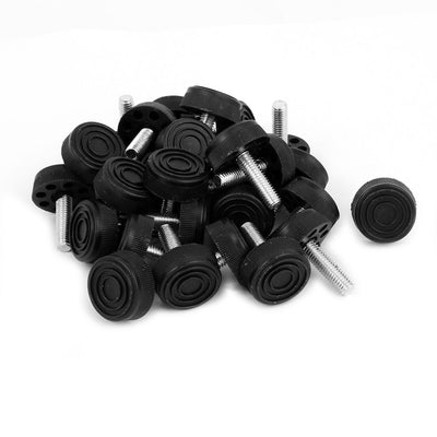 uxcell Uxcell M8 x 28mm Furniture Table 8 Holes Base Adjustable Leg Leveling Foot Black 30pcs