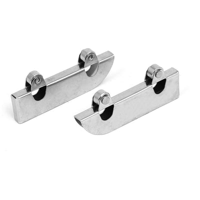 Harfington Uxcell Showcase Glass Door Sliding Rollers Clamp Wheels Pulleys Silver Tone 60x6x23mm 5pcs