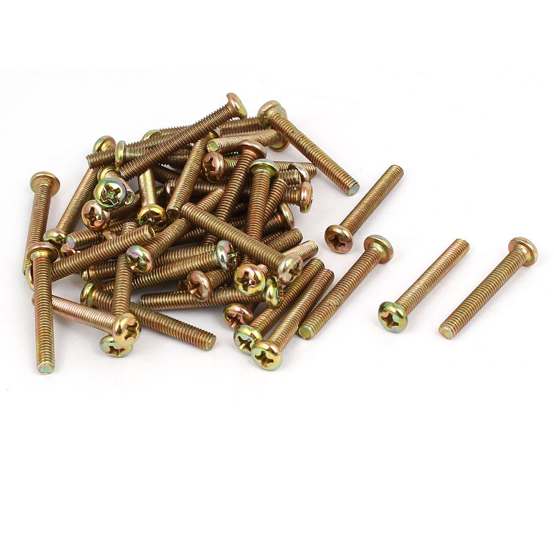 uxcell Uxcell M4 x 30mm Fully Thread Phillips Round Head Machine Screws Bolts Fasteners 50PCS