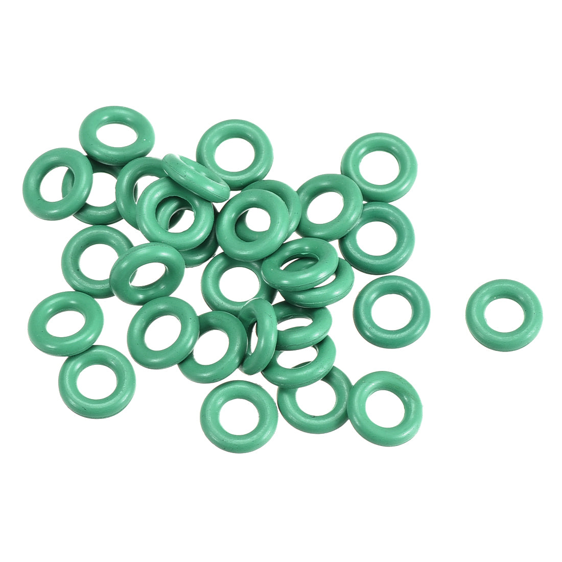 uxcell Uxcell 30pcs 1.9mm Thick Heat Resistant Mini Green O-Ring Rubber Sealing Ring 7.5mm OD