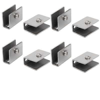 uxcell Uxcell 10-12mm Thickness Glass Shelf Rectangle Stainless Steel Clip Clamps Holder 8PCS