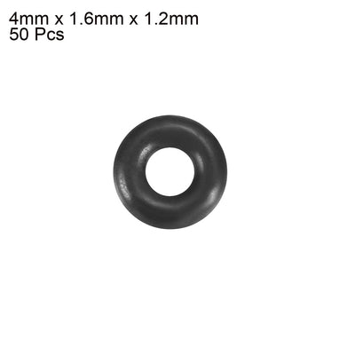 Harfington Uxcell 50pcs 4mmx1.2mm Nitrile Butadiene Rubber O Ring Oil Sealing Ring Gasket Black